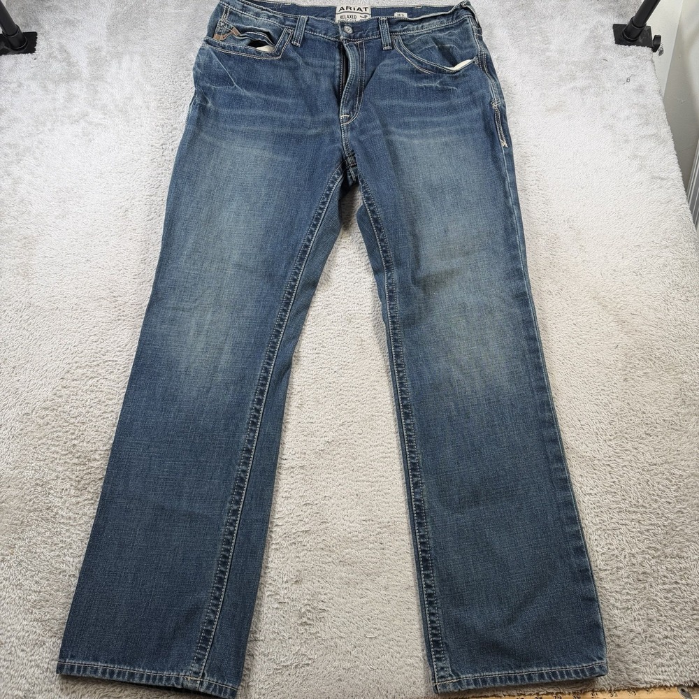 Ariat M4 Jeans Mens 38x34 Blue Denim Relaxed Boot Cut Cowboy Western Workwear